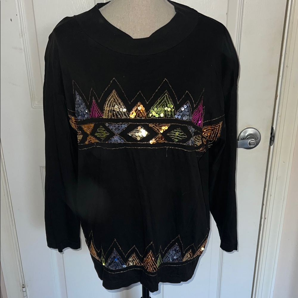 Vintage Colleen’s Collectibles Sequin Embellished Long Sleeve Top